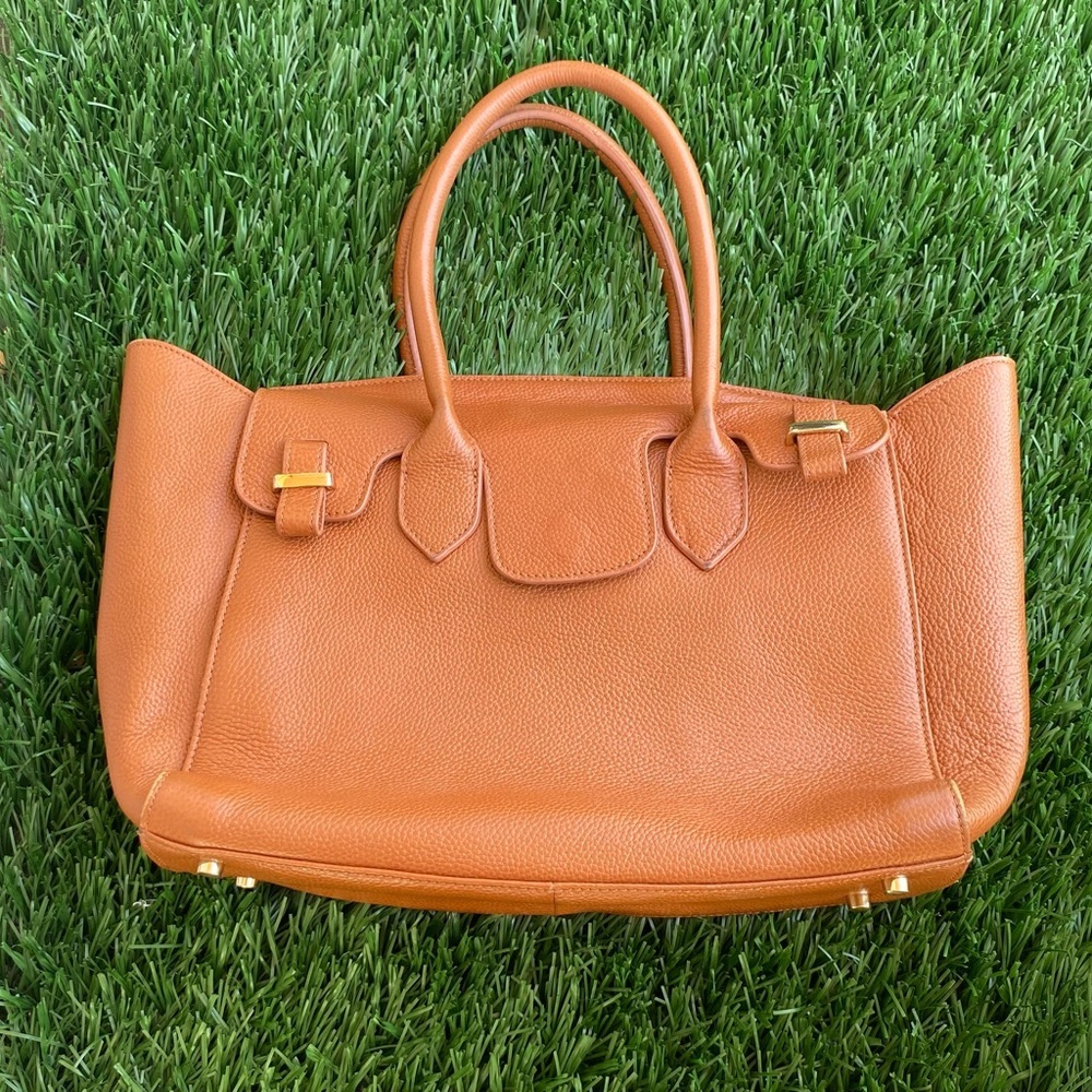Zenith Leather Shoulder Handbag Brown with Gold Hardware